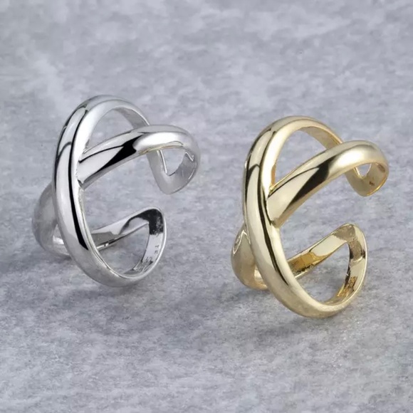 NEW 925 Sterling Silver Adjustable Criss Cross X Ring - Picture 2 of 6